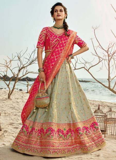 Pista Green Colour ROYAL 25 Pheavy Designer Festive Wear Banarasi Silk Lehenga Collection 1002